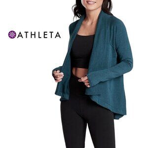 Athleta Heather Teal Long Sleeve Nirvana Wear Two Ways Wrap Cardigan Sz XXS